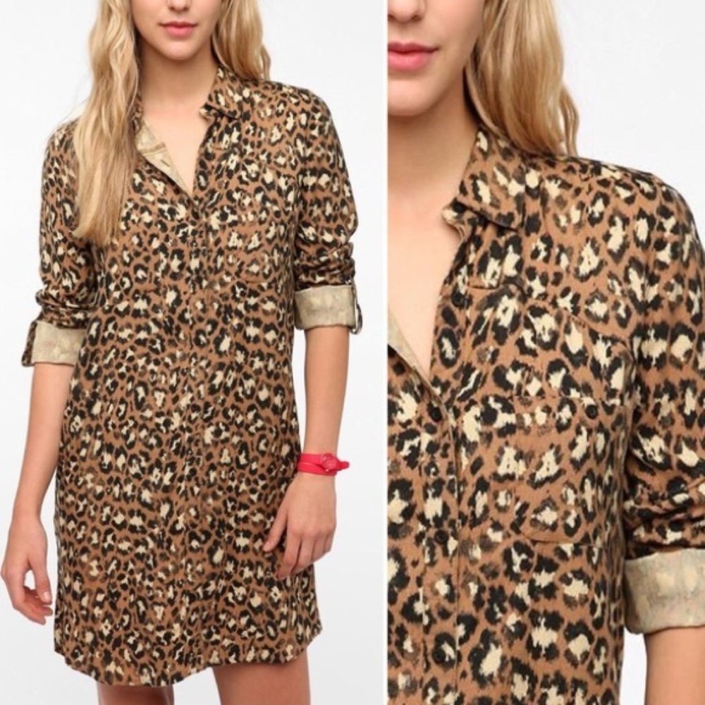 Urban Outfitters Ecote Leopard print Button Down Dress